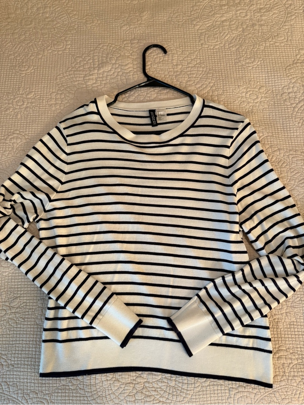 H&M Black and White Striped Long Sleeve Tee